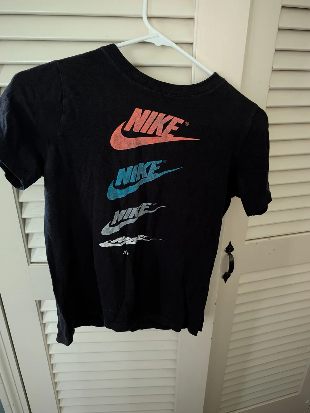 Nike Black Short Sleeve Tee with Coral, Teal & Gray Logos